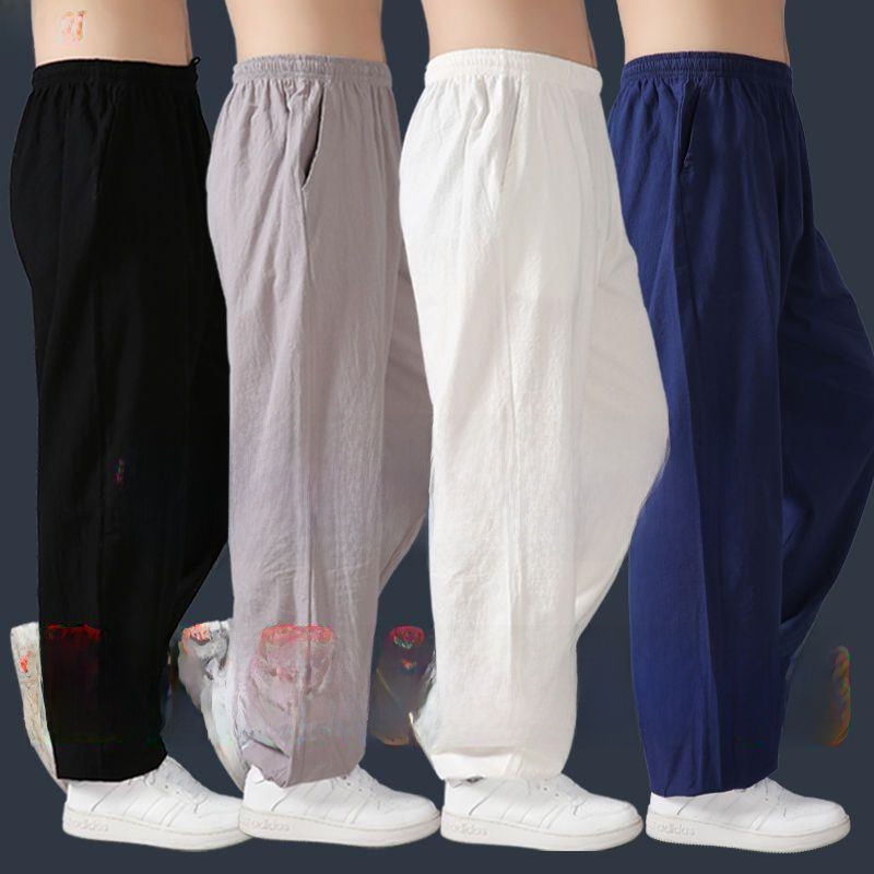 Loose Cotton Linen Tai Chi Pan - Yoga Fitness Training 评论和价格
